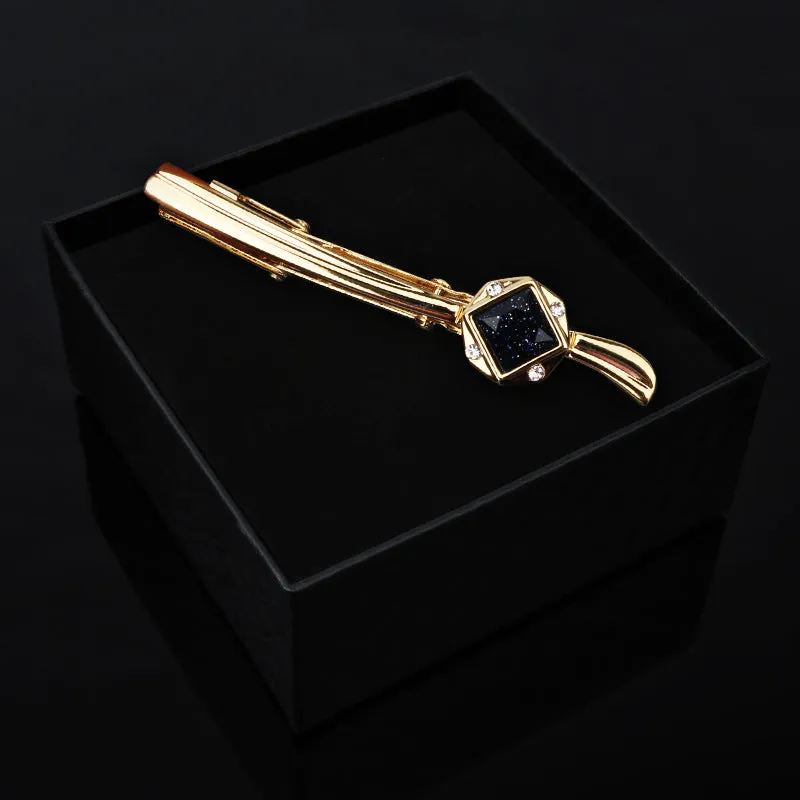 ANBBAS Exquisite Tie Pins Combining Gold Plated K, S925 Sterling Silver and Gemstones for Business Attire