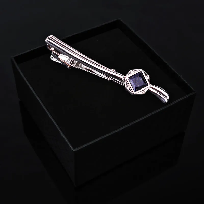 ANBBAS Exquisite Tie Pins Combining Gold Plated K, S925 Sterling Silver and Gemstones for Business Attire