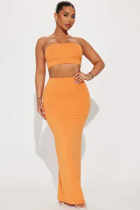Another Time Double Lined Skirt Set - Orange