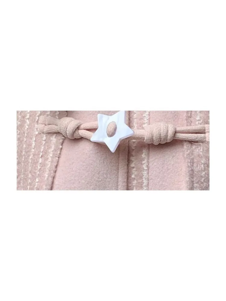 Cow horn button girl tweed coat【s0000005881】