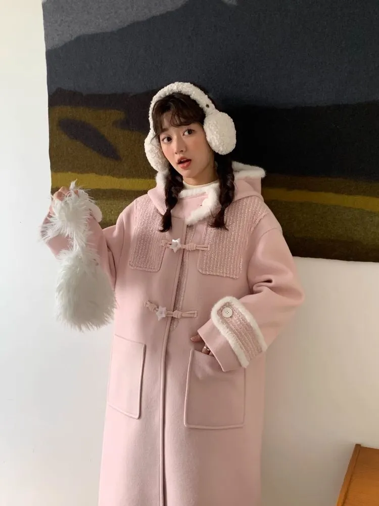Cow horn button girl tweed coat【s0000005881】