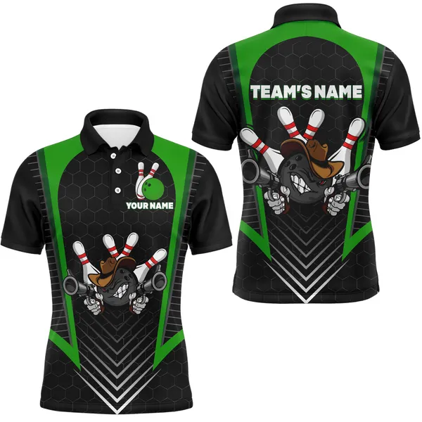 Funny Bowling Cowboy Multicolor Option Customized Name 3D Shirt, Gift for Bowling Lovers