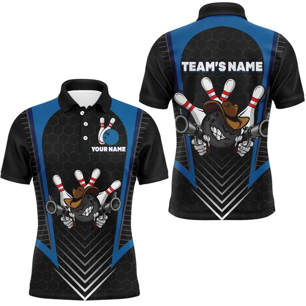 Funny Bowling Cowboy Multicolor Option Customized Name 3D Shirt, Gift for Bowling Lovers