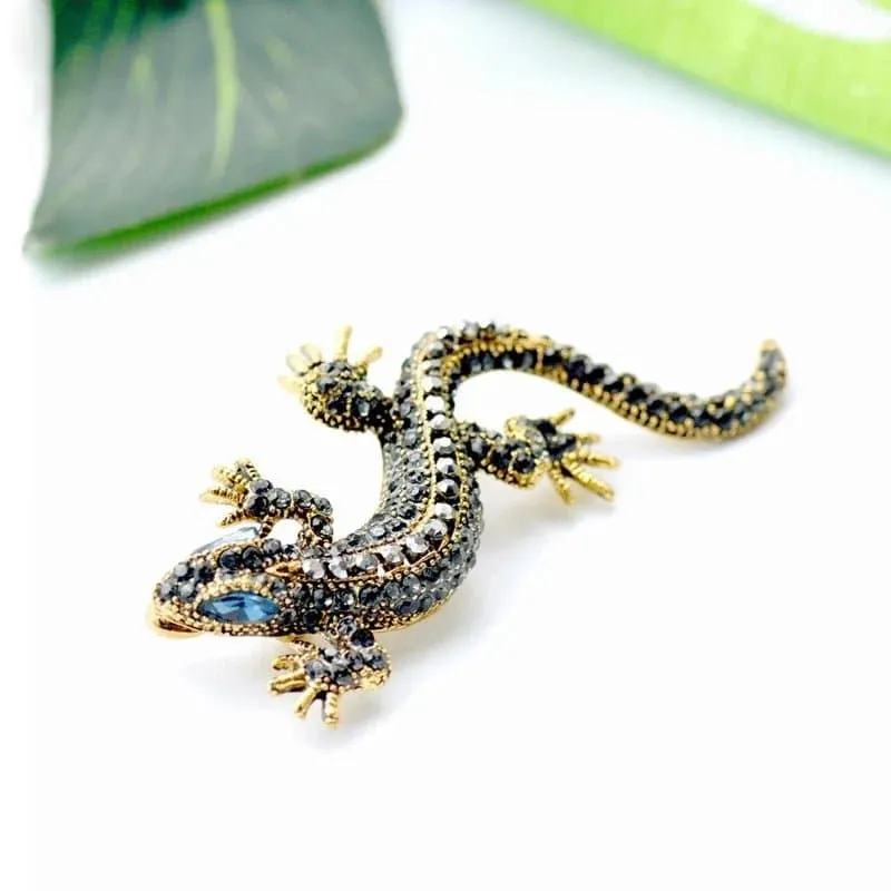 Funny Lizard Rhinestone Pin