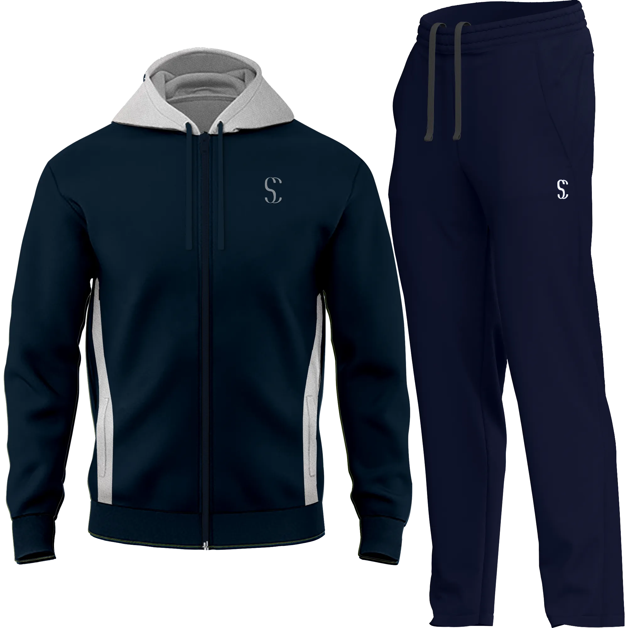 Men's Navy Blue Tracksuit Fleece Hooded Zip up Sweatshirt & Joggers