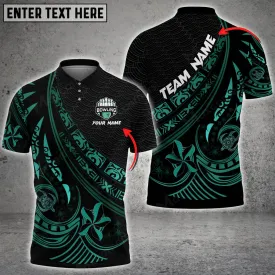 Polynesian Pattern Bowling And Pins Multicolor Option Customized Name 3D Polo Shirt, Bowling Polo Shirt