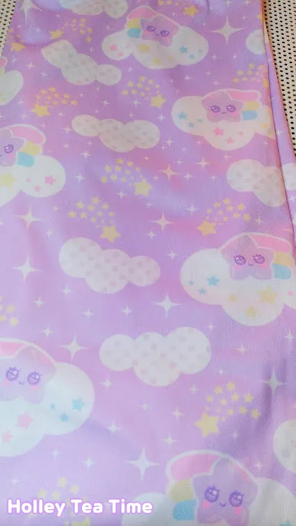 Shooting Star Clouds Purple Skater Skirt [Made To Order]