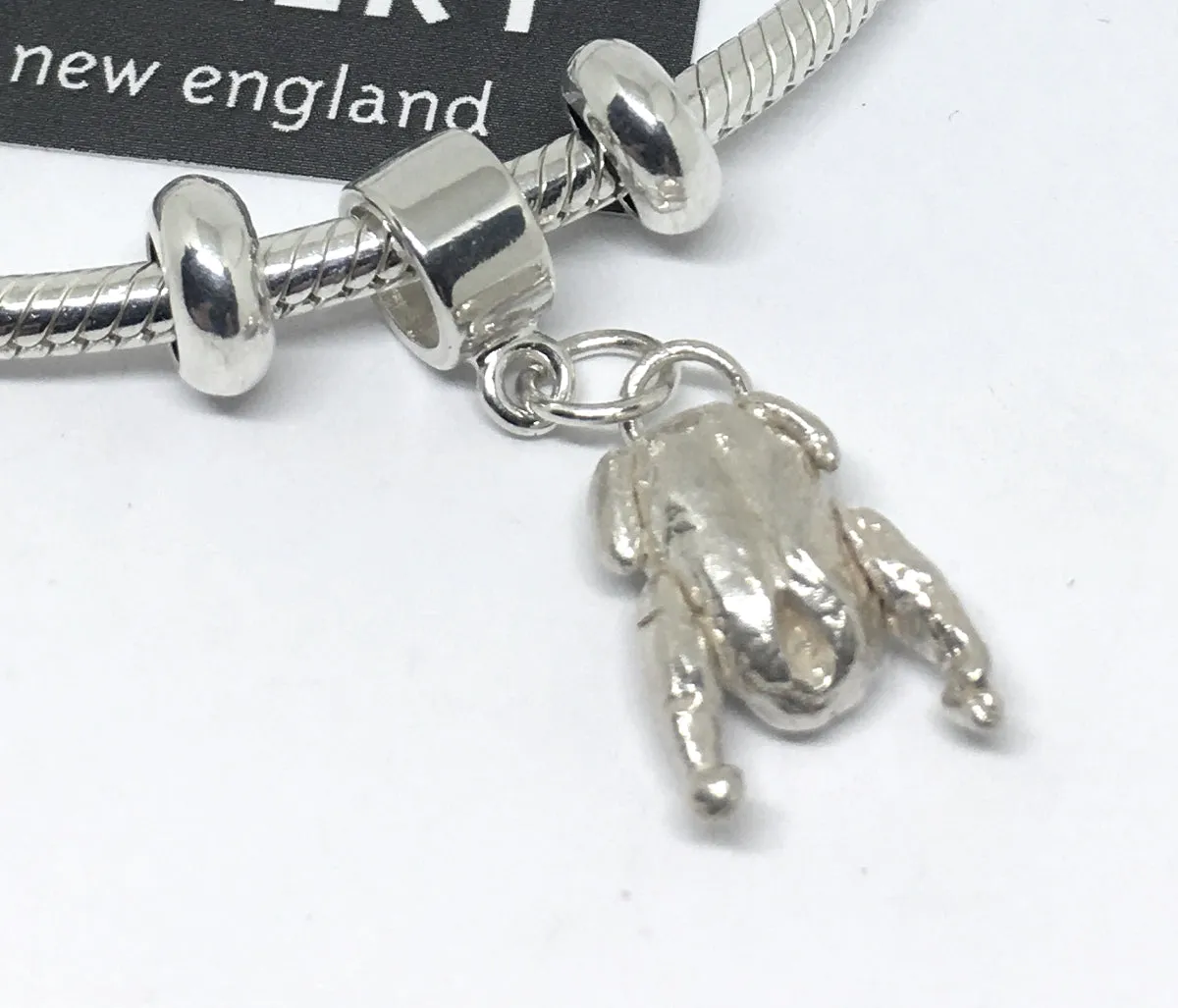 Sterling Silver Duck European Style Charm Bracelet with Snake Chain